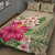 Hawaii Quilt Bed Set Hibiscus Plumeria Palm Leaves Lauhala Background Polynesian