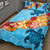 Hawaii Quilt Bed Set Turtle Hibiscus Pattern Blue