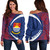 Kiribati Off Shoulder Sweatshirt Coat Of Arm Lauhala Circle