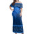 Samoa Woman Off Shoulder Long Dress Masi Dobby Fabric Leaves