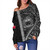 Samoa Off Shoulder Sweatshirt Tribal Polynesian Coat Of Arms White