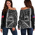 Samoa Off Shoulder Sweatshirt Tribal Polynesian Coat Of Arms White