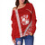 Tonga Off Shoulder Sweatshirt Tribal Polynesian Coat Of Arms