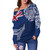 New Zealand Off Shoulder Sweatshirt Aotearoa Maori Tribal Flag With Silver Frern
