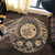 Hawaii Round Rug Map Honu Hibiscus Polynesian Gold