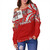 Tonga Off Shoulder Sweatshirt - Tonga Flag Color With Traditional Patterns