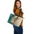 Hawaii Leather Tote Bag Tropical Leaves Sea Turtle Tribal