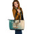 Hawaii Leather Tote Bag Tropical Leaves Sea Turtle Tribal