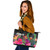 Pohnpei Custom Personalised Leather Tote Polynesian Hibiscus Pattern