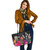 Kosrae Custom Personalised Leather Tote Polynesian Hibiscus Pattern