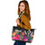 Kosrae Custom Personalised Leather Tote Polynesian Hibiscus Pattern