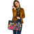 Kosrae Custom Personalised Leather Tote Polynesian Hibiscus Pattern