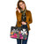 Wallis and Futuna Custom Personalised Leather Tote Polynesian Hibiscus Pattern Wallis and Futuna Custom Personalised Leather Tote Polynesian Hibiscus Pattern