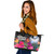 Marshall Islands Crest Custom Personalised Leather Tote Polynesian Hibiscus Pattern
