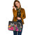 Cook Islands Custom Personalised Leather Tote Polynesian Hibiscus Pattern