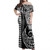Papua New Guinea Woman Off Shoulder Long Dress Coat Of Arms Kakau Style White