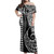 Vanuatu Woman Off Shoulder Long Dress Coat Of Arms Kakau Style White