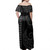Vanuatu Woman Off Shoulder Long Dress Coat Of Arms Kakau Style Grey