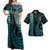 Guam Combo Dress And Shirt Coat Of Arms Kakau Style Turquoise