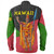 Hawaii Long Sleeve Shirt Hawaii King With Map And Flag Tribal Patterns