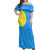 Palau Flag Color With Traditional Patterns Women Off Shoulder Long Dress