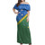 Solomon Islands Flag Color With Traditional Patterns Women Off Shoulder Long Dress