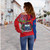Samoa Off Shoulder Sweatshirt Samoa Flag With Seal Teuilia Flowers Tradition Patterns