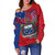 Samoa Off Shoulder Sweatshirt Samoa Flag With Seal Teuilia Flowers Tradition Patterns