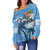 Fiji Off Shoulder Sweatshirt Noqu Suva Palm Tree Traditional Patterns