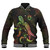 Kiribati Baseball Jacket Sea Turtle With Blooming Hibiscus Flowers Reggae