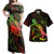 Solomon Islands Combo Dress And Shirt - Sea Turtle With Blooming Hibiscus Flowers Reggae