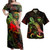 Fiji Combo Dress And Shirt - Sea Turtle With Blooming Hibiscus Flowers Reggae