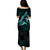 New Caledonia Puletasi - Sea Turtle With Blooming Hibiscus Flowers Turquoise