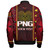 Papua New Guinea Custom Personalised Bomber Jacket  Seal And Map Tribal Traditional Patterns Papua New Guinea Custom Personalised Bomber Jacket  Seal And Map Tribal Traditional Patterns
