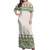 Fiji Woman Off Shoulder Long Dress Tapa Pattern Green