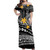 Guam Woman Off Shoulder Long Dress Tribal Plumeria