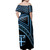 Fiji Woman Off Shoulder Long Dress Polynesian Tribal Coat Of Arms