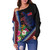 Samoa Off Shoulder Sweatshirt Polynesia Pattern With Tropical Flower