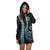 New Zealand Hoodie Dress Kakau Style Turquoise