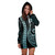 Fiji Hoodie Dress Kakau Style Turquoise