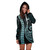 Marquesas Islands Hoodie Dress Kakau Style Turquoise