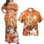 Philippines Polynesian Pattern Combo Dress And Shirt - Floral Spirit Orange Philippines Polynesian Pattern Combo Dress And Shirt - Floral Spirit Orange