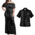 Marquesas Islands Combo Dress And Shirt Kakau Style Grey