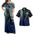 Marquesas Islands Combo Dress And Shirt Kakau Style Gradient Blue Marquesas Islands Combo Dress And Shirt Kakau Style Gradient Blue