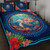 Hawaii Quilt Bed Set Polynesian Patterns Turtle Mascot WaterColor Style Blanket