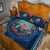 Hawaii Quilt Bed Set Polynesian Patterns Turtle Mascot WaterColor Style Blanket