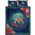 Hawaii Quilt Bed Set Polynesian Patterns Turtle Mascot WaterColor Style Blanket