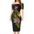 Fiji Short Sleeve Off The Shoulder Lady Dress Plumeria Tribal