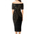 Tokelau Short Sleeve Off The Shoulder Lady Dress Kakau Style Gold