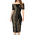 Northern Mariana Islands Short Sleeve Off The Shoulder Lady Dress Kakau Style Gold